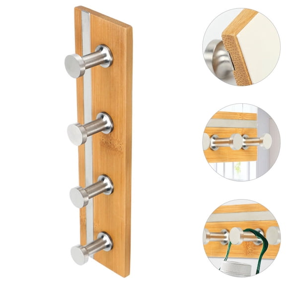 OULII Bathroom Adhesive Rail Rack Hook with Stainless Steel Hooks for Wall Mounting Beige 4 Pieces
