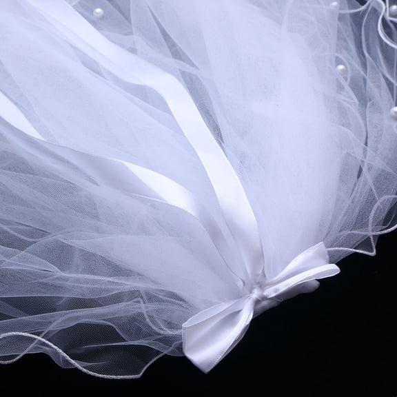 OULII Beautiful White Wedding Veil with Four Layers and Hand Sewn Metal Comb