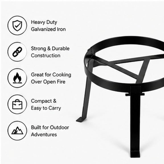 OULII Black Camping Tripod Grill, Portable Folding Campfire Cooking Stand with Coating for Outdoor Camping Trips