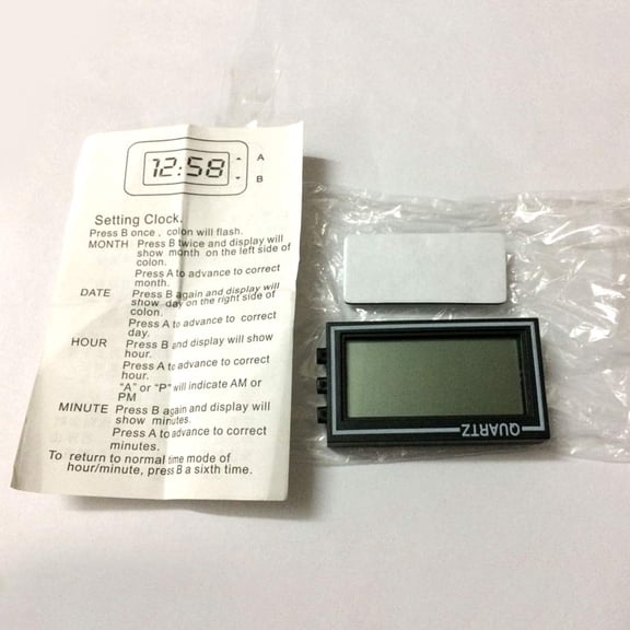 OULII Black Clock with LCD Display, Calendar Function, Adhesive Mount for Dashboard Use