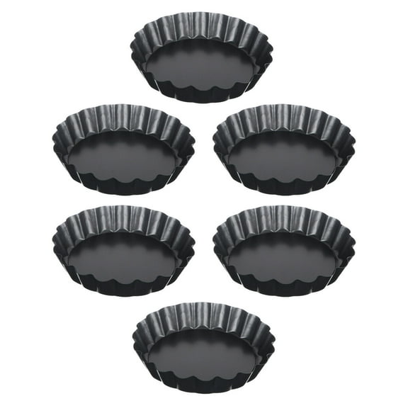 OULII Black Carbon Steel Nonstick Pie Tart Pan with Removable Bottom, 10cm Diameter, 0.4mm Thickness Baking Tool