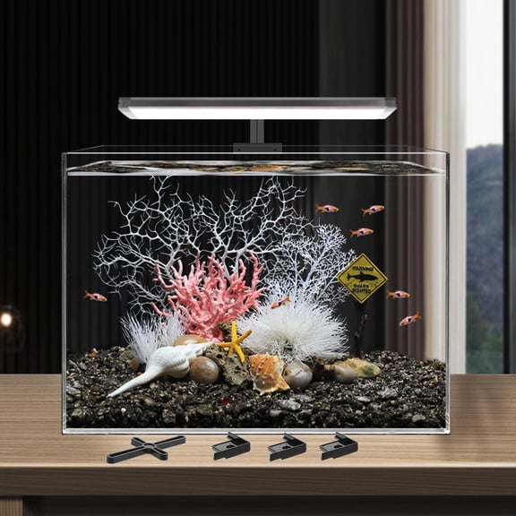 OULII Black Fish Stand with Stable Right Angle Base and Corner Guards, Aquarium Support Frame, 1 Set