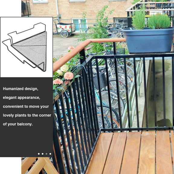 OULII Black Corner Flowerpot Rack Plant Stand Shelf for Balcony, Sturdy and Decorative Pot Holder