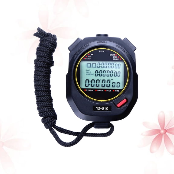 OULII Black Running Timer Three Lines Display Digital Stopwatch Chronograph with Calendar and Alarm
