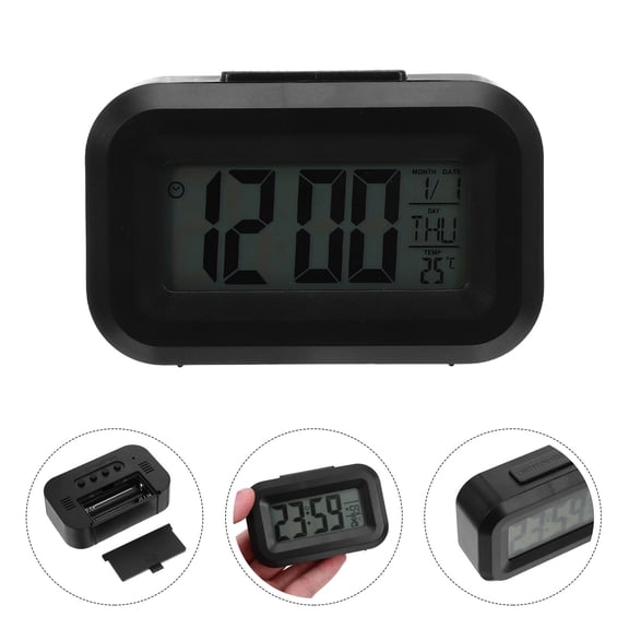 OULII Black LED Digital Clock with Temperature Date Calendar for Home Office Bedside Table