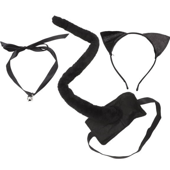OULII Black Plush Cat Ear Headband, Perfect for Party and Cosplay, Lightweight Decor