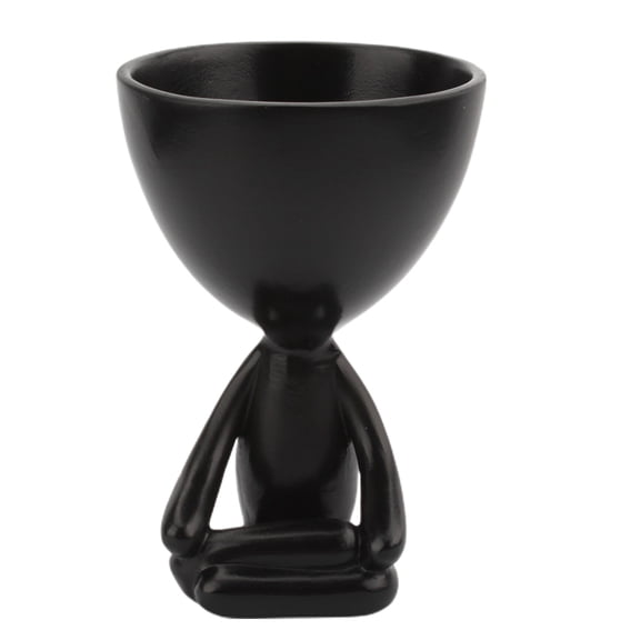 OULII Black Resin Planter with Clear Pattern Suitable for Succulent Plant and Home Furnishing