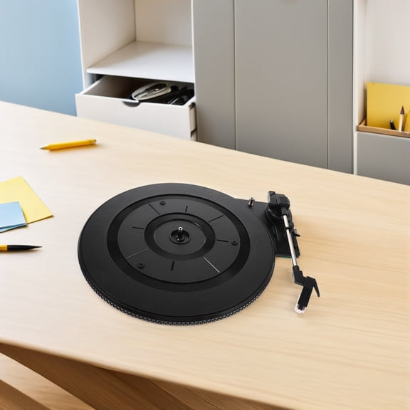 OULII Black Retro Turntable Phonograph with High Strength Movement for Vintage Music Experience