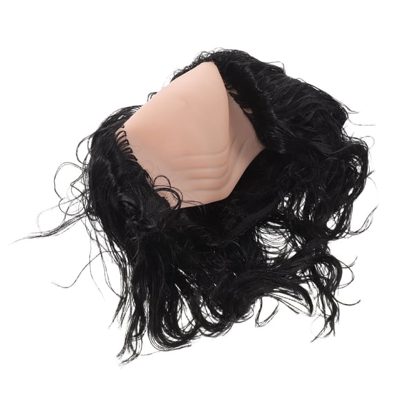 OULII Black Short Bald Cap Wig Made of Heat Resistant Fiber for Cosplay and Performance Use