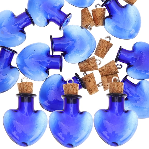 OULII Blue Glass Bottles with Cork Stoppers for Storage Perfect for Sand Powder Beads and Crafts 10 Pieces