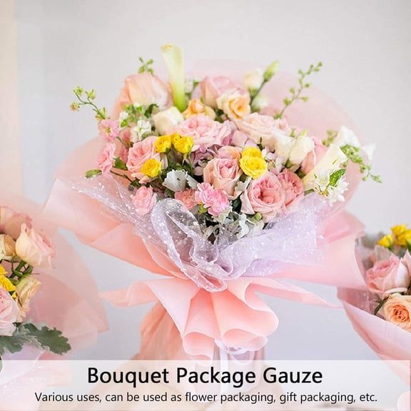 OULII Bouquet Package Gauze Navy with Delicate Snow Design for Floral Supplies