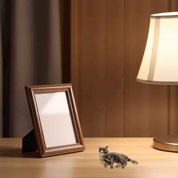 OULII Vintage Brass Cat Figurine with Antique Bronze Finish for Home Decor and Desk Ornament