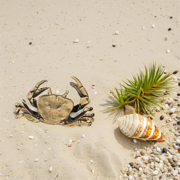 OULII Brass Crab Sculpture for Home Decor with Lifelike Design and Feng Shui Symbolism
