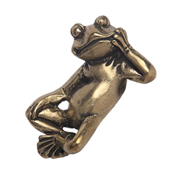 OULII Brass Frogs Figurine Multi Color Desktop Decor Fine Workmanship Indoor Tabletop Ornament