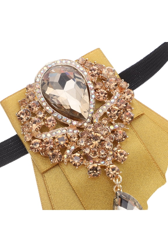 Golden Rhinestone Bow Tie for Men British Style Elegant Formal Accessory
