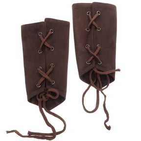 OULII Brown Polyester Renaissance Arm Cuff for Protector Comfortable Wear Medieval Pirate Costume Size 1 Pair