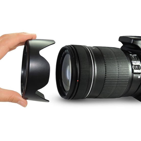 OULII Camera Lens Hood Black Compatible with Ef S 18 135Mm Lens Prevents Flare and Glare