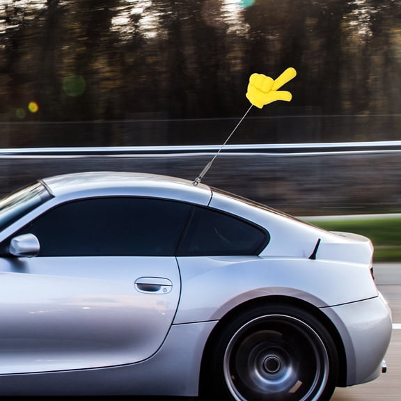 OULII Car Antenna Topper Ball Yellow Decorative Auto Antenna Hat Easy Installation Weather Resistant