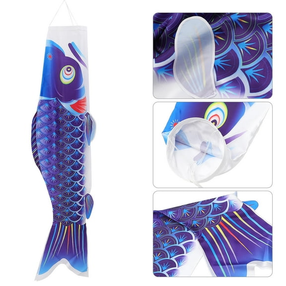 OULII Blue Carp Flag Japanese Style Decorative Banner for Outdoor and Parties
