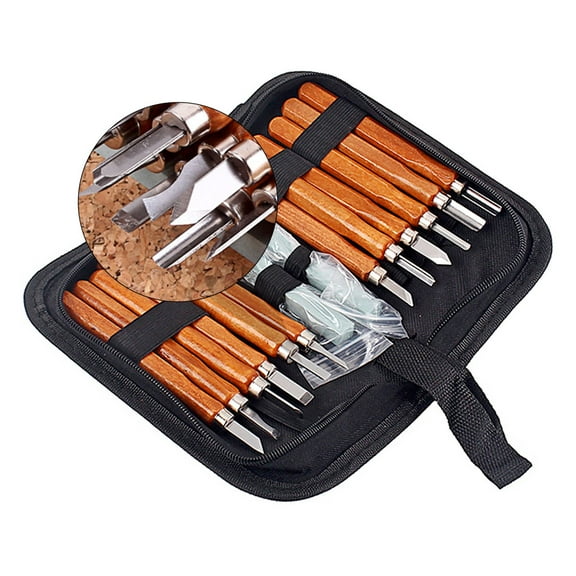 OULII Carving Chisel Tool Set with Brown Wood Handle for Musical Instrument Carving