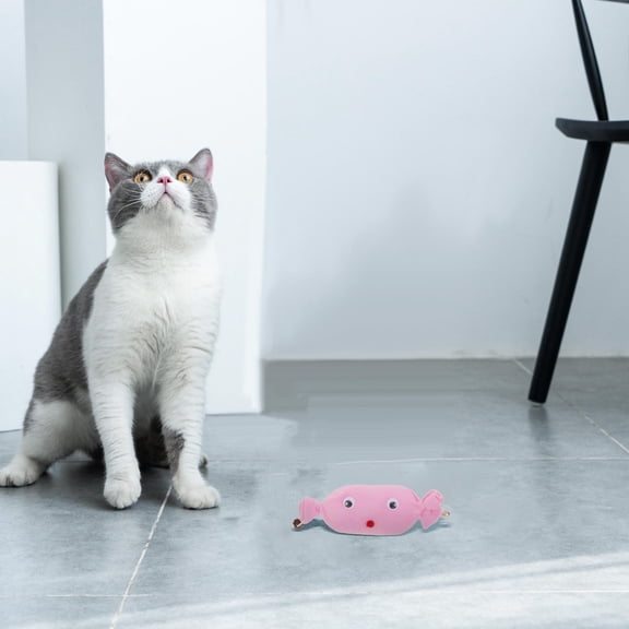 OULII Cat Chase Toy Plush Candy Shape Interactive For Indoor Playtime 1Pcs