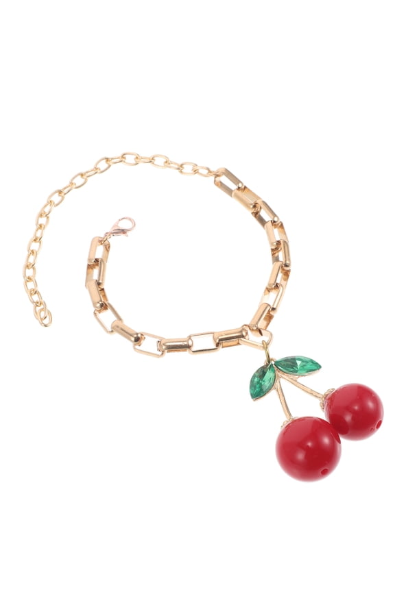 Creative Red Cherry Bracelet Durable Materials Stylish Hand Chain for Special Occasions