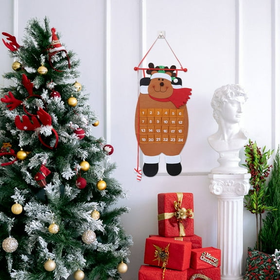OULII Chocolate Nonwoven Christmas Advent Calendar for Reusable Holiday Decor and Festive Countdown