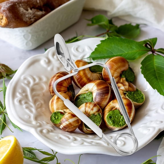 OULII Stainless Steel Snail Tong Set Lightweight Portable for Home Use 1Set