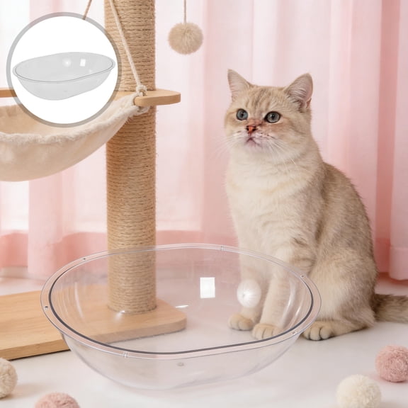 OULII Clear Acrylic Cat Dome Nest with Bubble Window for Cat Trees and Wall Shelves Transparent Capsule