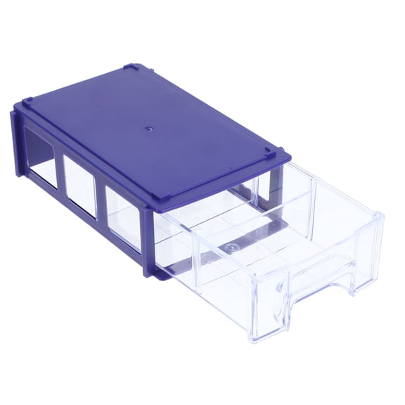 OULII Stackable Blue Plastic Craft Storage Drawers for Desktop Use with Easy Slide Drawer Access