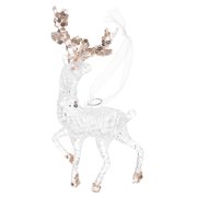 OULII Transparent Acrylic Hanging Reindeer Figurine with Glitter for Christmas Tree Decor