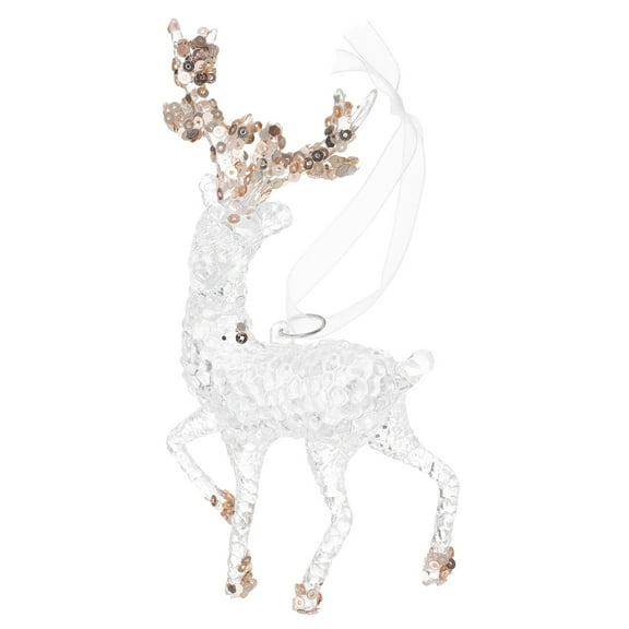 OULII Transparent Acrylic Deer Figurine for Christmas Tree Hanging Decor
