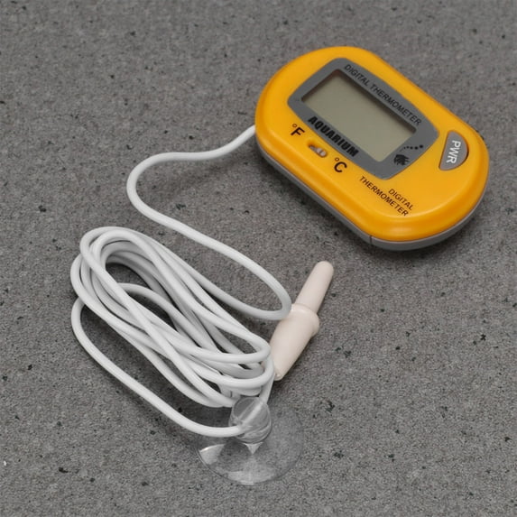 OULII Digital Fish Tank Thermometer with Clear LCD Display, ABS Aquarium Temperature Meter, Yellow, 1 Set