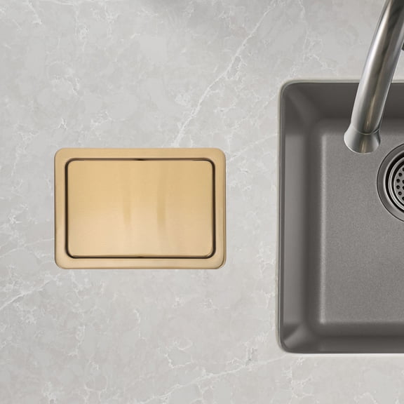 OULII Stainless Steel Golden Kitchen Trash Can Lid Recessed Swing Cover for Home