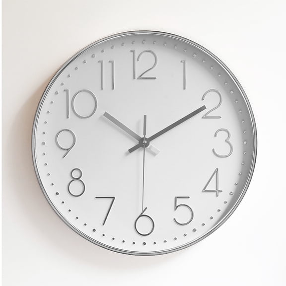 OULII Simple Digital Wall Clock, White, Mute Design, Home and Bedroom