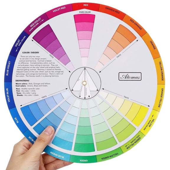 OULII Multi-Color Rotating Wheel with Color Names and Visual Mixing Guide for Art and Design