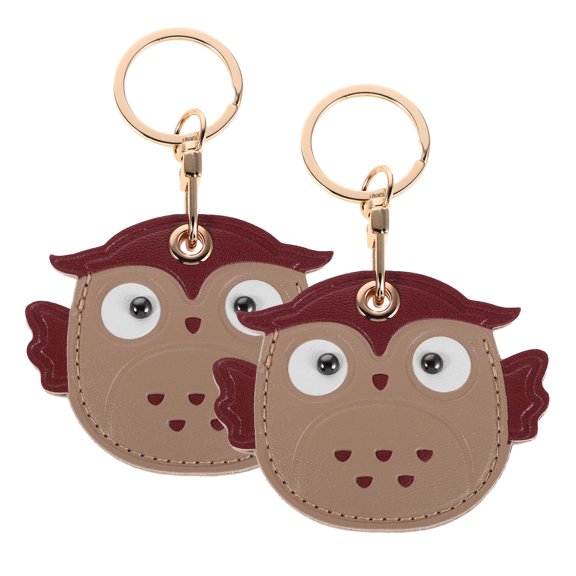 OULII 2Pcs Multi Color PU Owl Keychains for Hanging Access Cards and Decorative Bag Charms