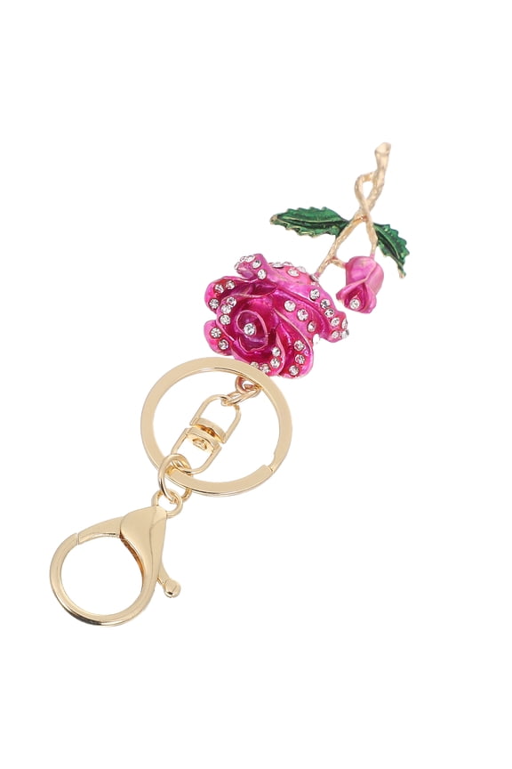 Rose Keychain Bag Charm 1 Piece Zinc Alloy Flower Pendant for Wallets and Daily Use Accessory