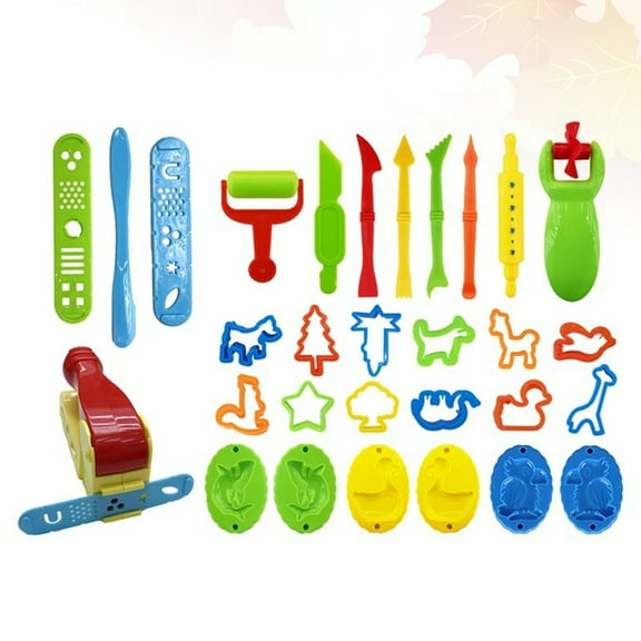 OULII Plastic Kids Clay Tools DIY Plasticine Mold Assorted Color 1 Set 30Pcs