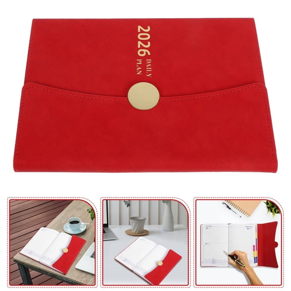 OULII Versatile Red Diary Planner for Office Use with Monthly Index and Sleek PU Cover