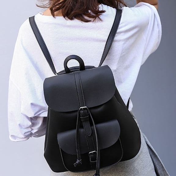 OULII Women's Daily Use Retro Style Backpack with PU Handbag, Black, and Stylish 1 Piece