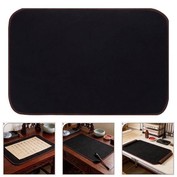 OULII Dark Blue Felt Calligraphy Mat for Desk Protecting Ink Seepage and Smooth Writing