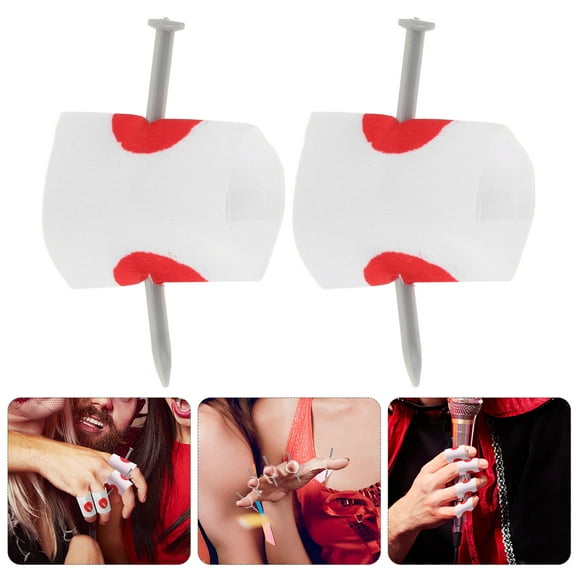 OULII Novelty Funny Prank Fake Nail Through Finger Props Plastic for April Fools Day 12pcs