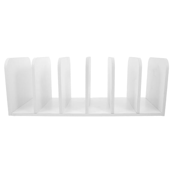 OULII White Compact Wood Desktop Bookshelf for Office Storage and Organization, Small Tabletop Book Rack