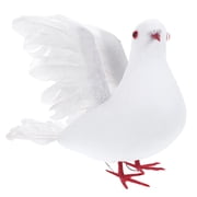 OULII Realistic Feathered Birds Artificial Pigeon White Iron Wire Decoration 1Pcs