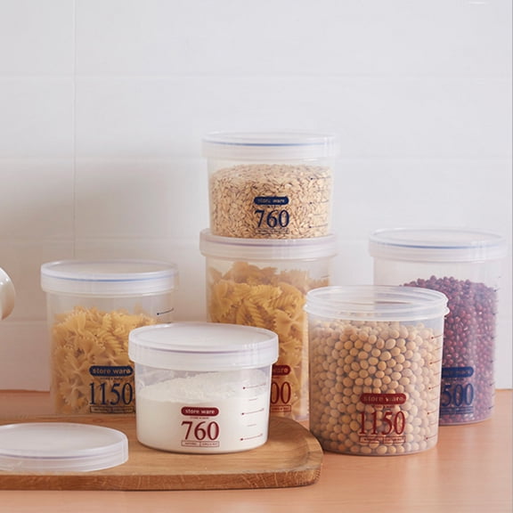 OULII Dry Food Container Transparent Plastic Storage Bottle Airtight Seal for Snacks Cereal