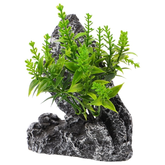 OULII Dark Grey Artificial Rockery Aquarium Decoration for Fish Mountain Landscape Scenery