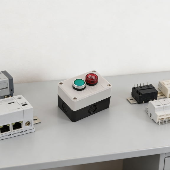 OULII Heavy-Duty Momentary Push Button Station Box with Rotary Start and Stop Control Buttons for Industrial Equipment