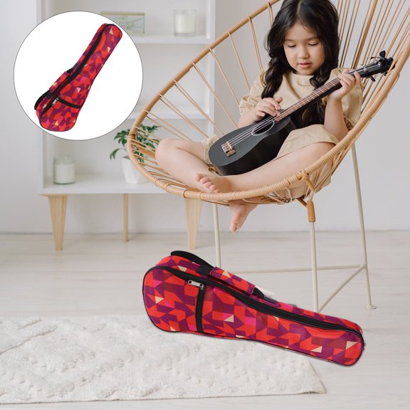 OULII Durable Red Ukulele Case with Creative Design for Secure Storage and Transport
