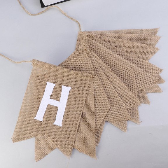 OULII Vintage Jute Easter Banner, Multicolor Print Burlap Garland for Indoor Outdoor Spring Home Party Hanging Decor